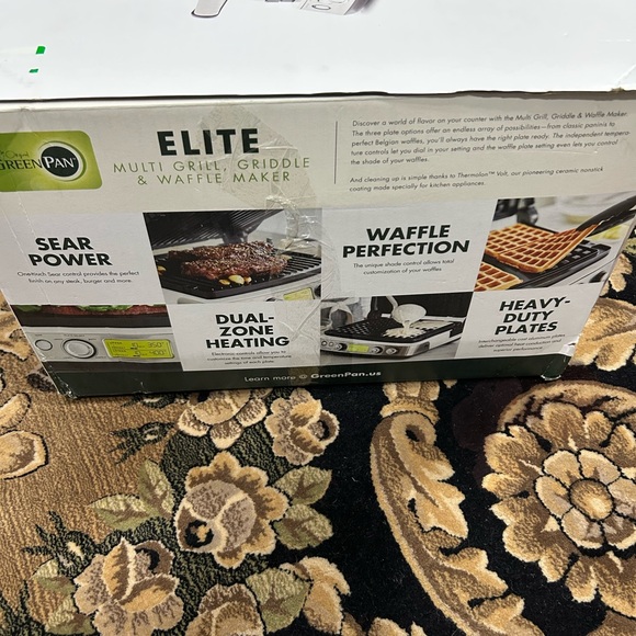 Green Pan NEW Elite Multi Grill, Griddle & 4 square Waffle Maker NEW - Picture 10 of 14